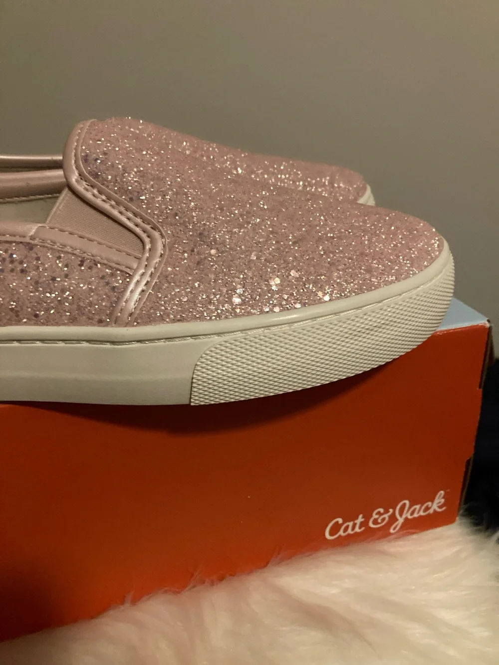 Cat & Jack Girls' Pink Glitter Slip-On Sneakers